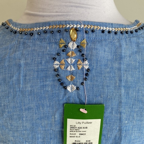 Lilly Pulitzer Amelia Island Tunic Bennet Blue - Picture 7 of 9